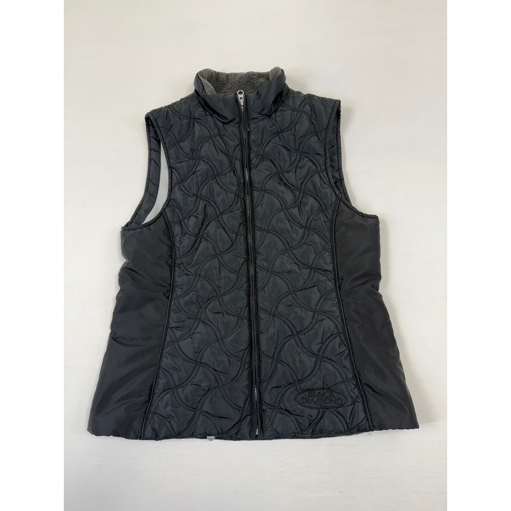 Black Diamond Womens Quilted Puffer Vest Black Full Zip Mock Neck Size 8